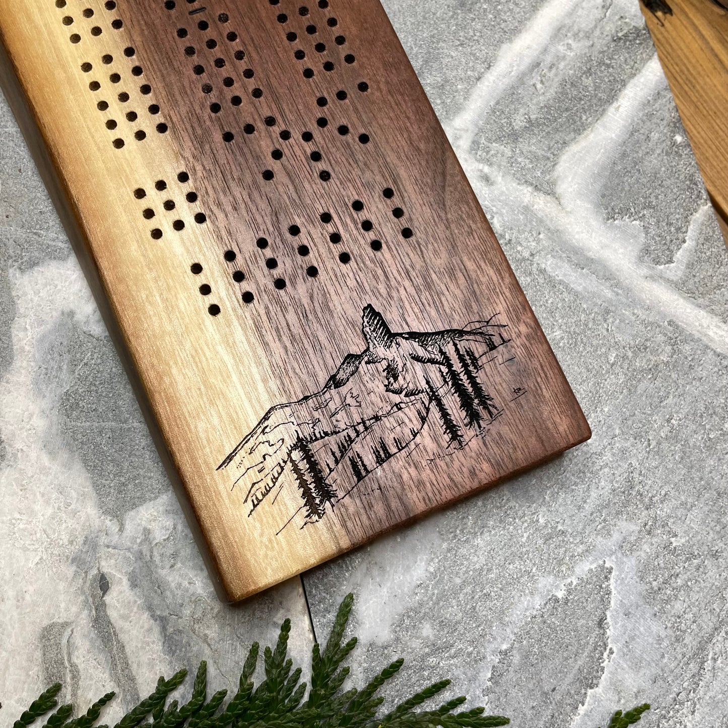 Black Tusk Live Edge Black Walnut Cribbage Board