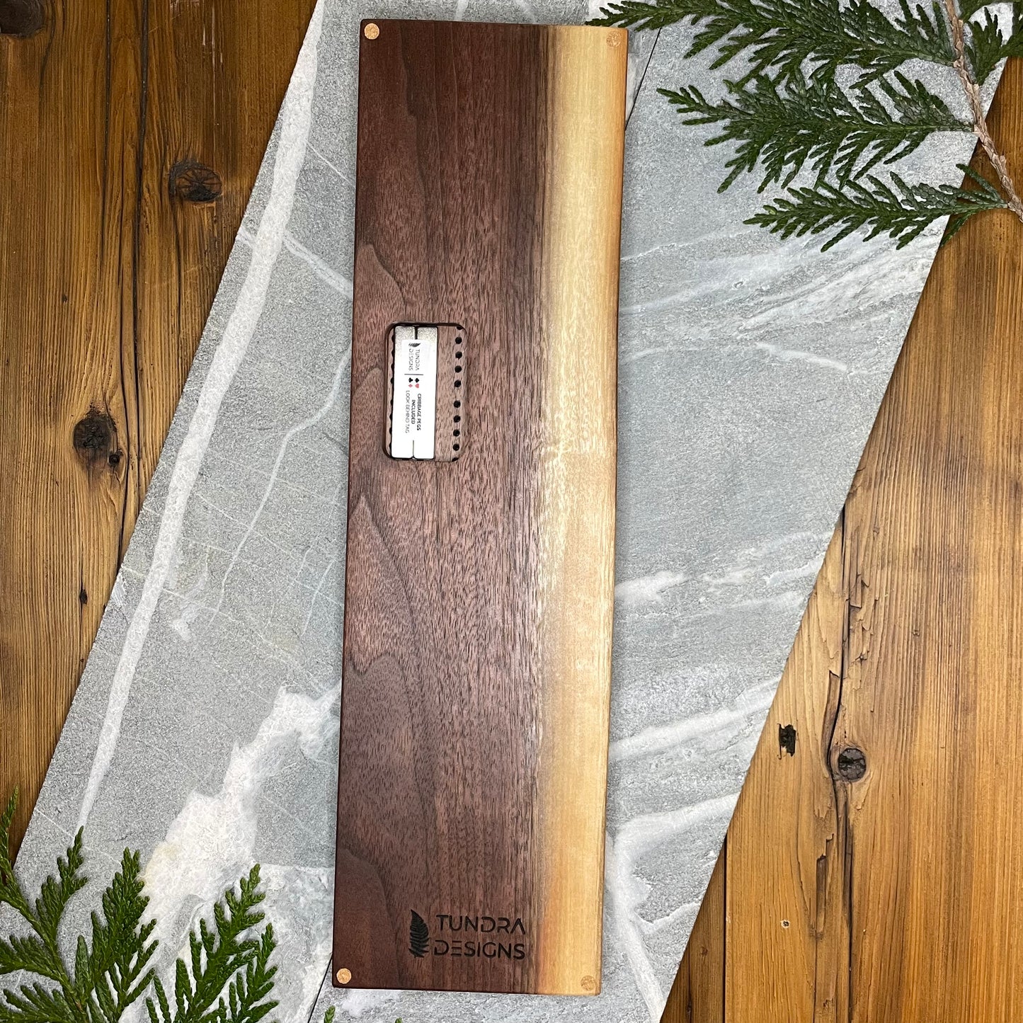 Whistler Village Live Edge Black Walnut Cribbage Board