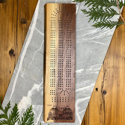 Whistler Village Live Edge Black Walnut Cribbage Board