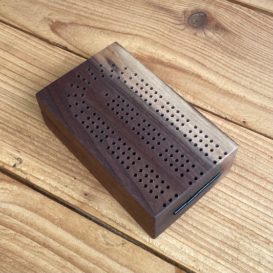 Folding Travel Dark Walnut Cribbage Board